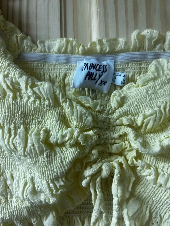 Princess Polly Butter Yellow Eyelet Ruched Crop Top - Picture 4 of 4